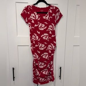 ISABEL MATERNITY / EUC Short Sleeve T-Shirt Maternity Dress - Red+White Floral